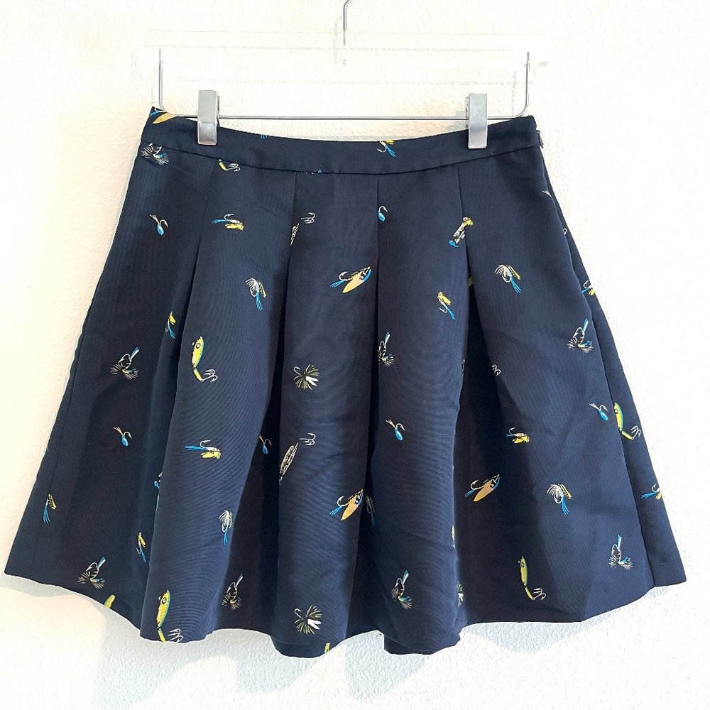 NWT Tommy Hilfiger Fishing Lure Pleated A-Line Skirt Navy Blue Women's Size 2